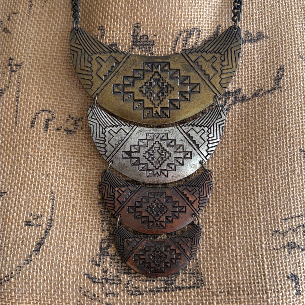 Boho Layered Aztec Style Bib - Picture 2 of 4